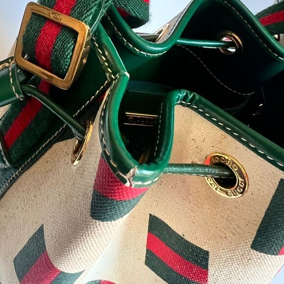 Vintage Gucci Tennis for spring 1989 coated cotton canvas Unisex Drawstring Bag - Picture 15 of 16